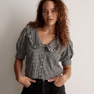 Madewell Black and White Gingham Blouse
